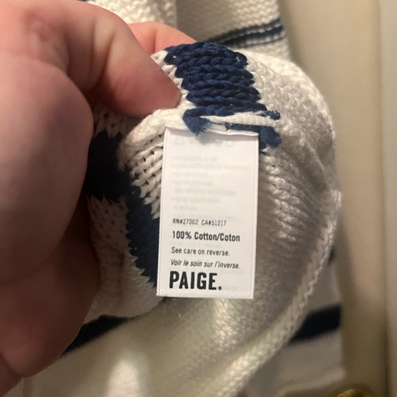 Paige womens xs navy and white nautical striped knitted sweater - Picture 4 of 5